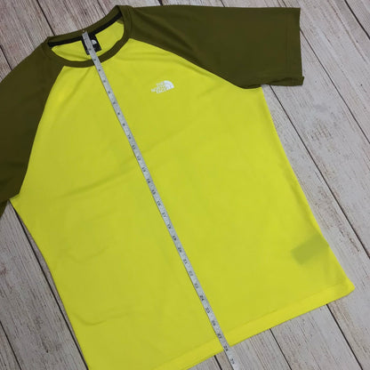 The North Face Yellow & Green Raglan Sports T Shirt Size L