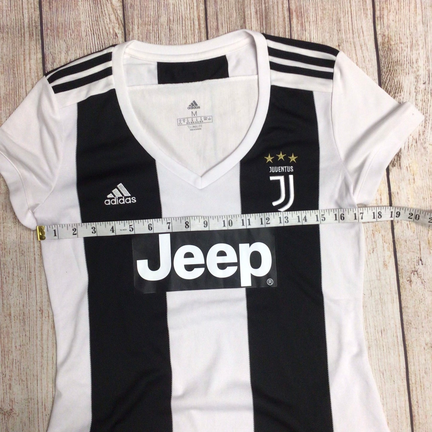 Adidas Juventus 2018/19 Home Black & White V Neck Top Size M (12-14)