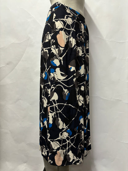 Jigsaw Black Multi Floral Pleat Midi Skirt 8 BNWT