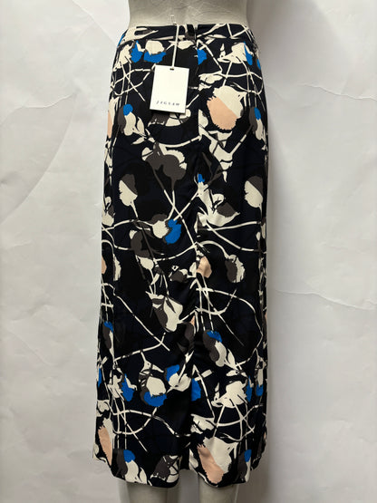 Jigsaw Black Multi Floral Pleat Midi Skirt 8 BNWT