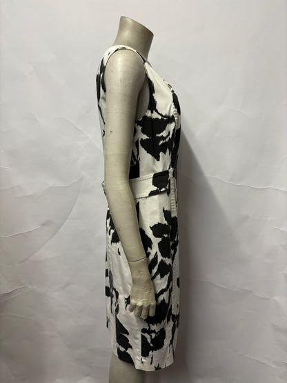 MaxMara Black and White Fitted Stretch Fabric Mid Length Dress M/L