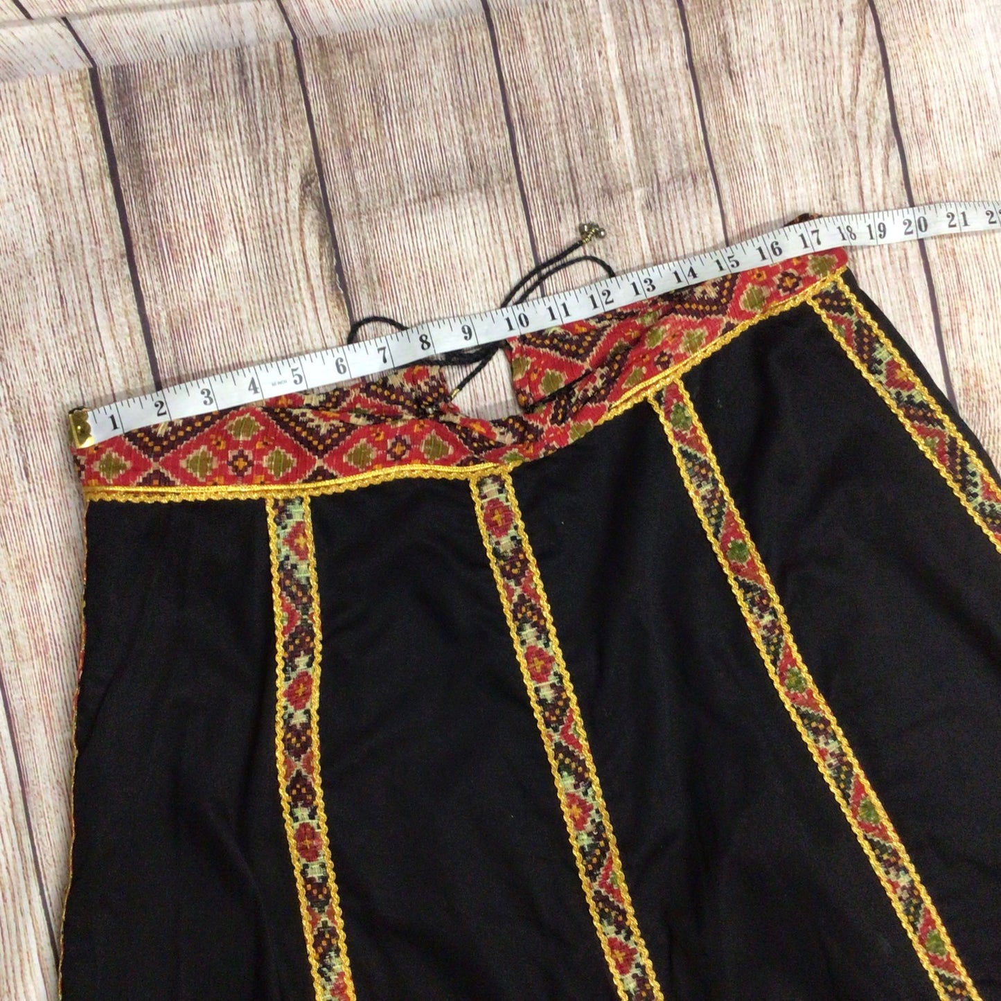 Black, Gold & Red Embroidered Top & Skirt Set Size L (approx.)