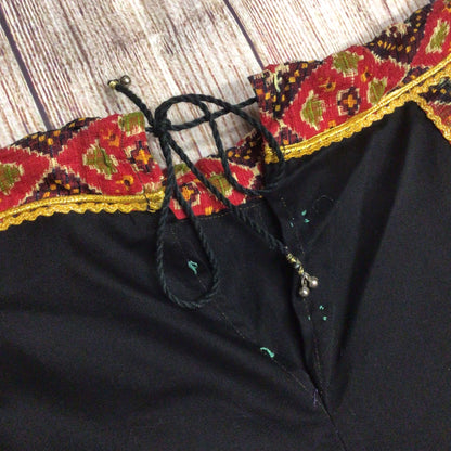 Black, Gold & Red Embroidered Top & Skirt Set Size L (approx.)