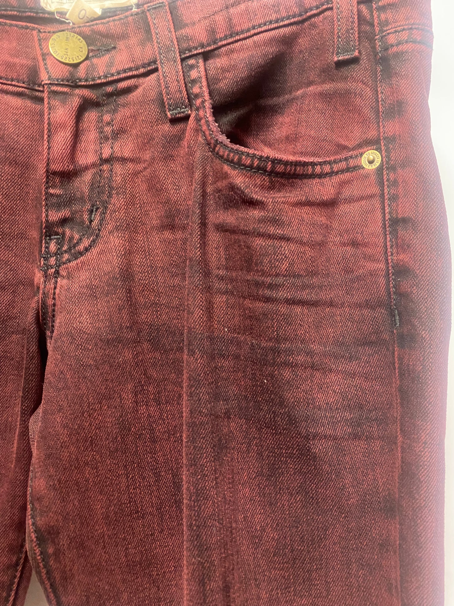 Current/Elliot Red Tapered Low Rise The Rolled Skinny Jeans Small