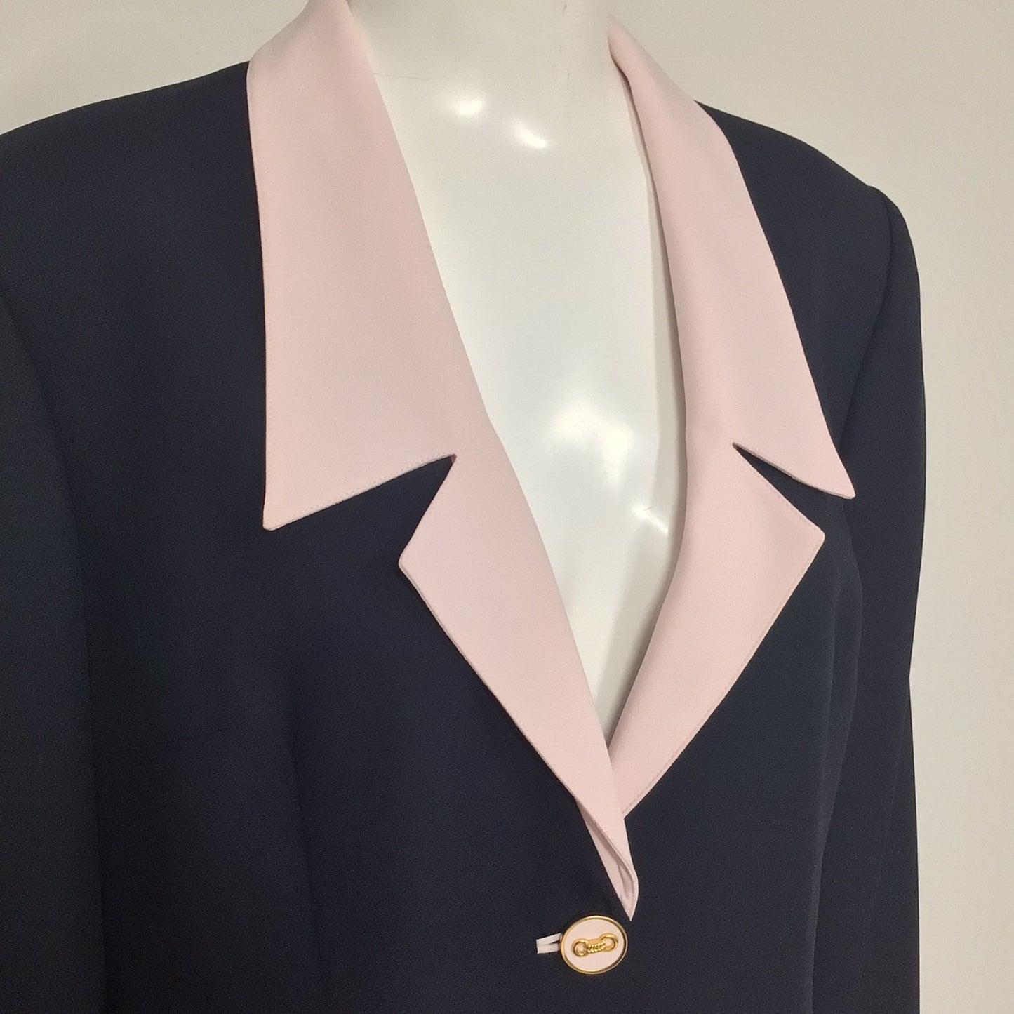 Condici Blue & Pink Collared Long Blazer w/Shoulder Pads Size 18