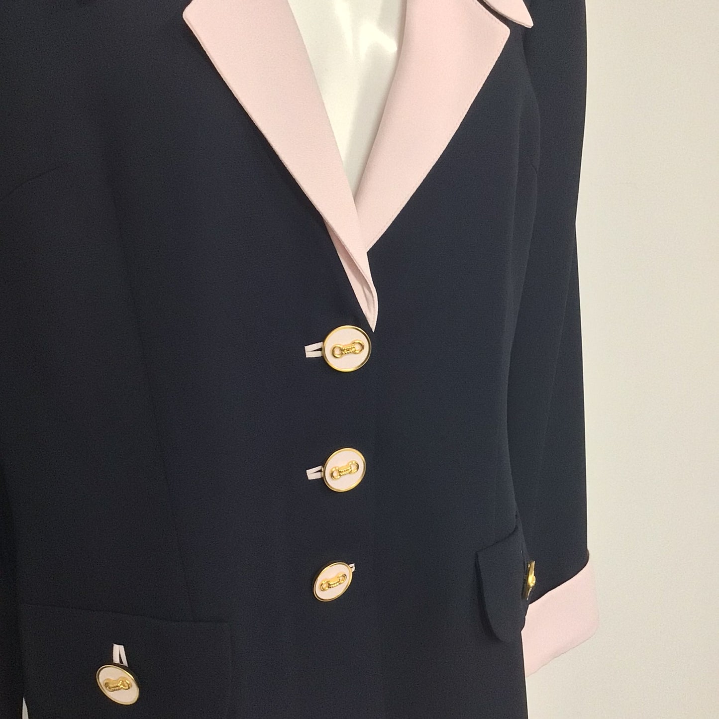 Condici Blue & Pink Collared Long Blazer w/Shoulder Pads Size 18