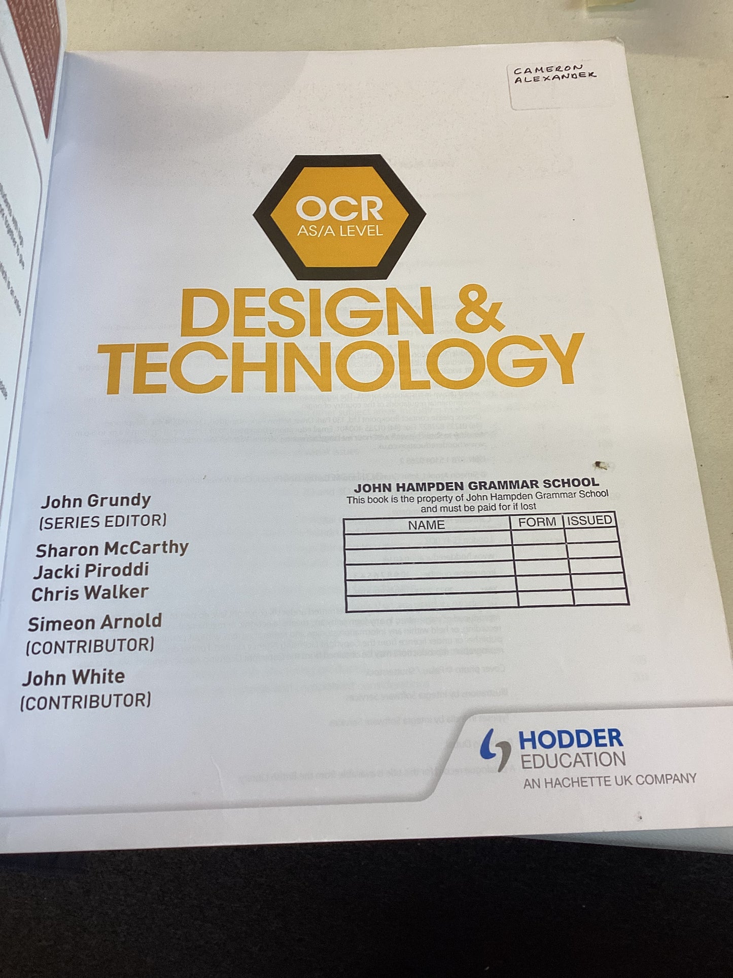 Design & Technology OCR As/A Level  Hodder Education