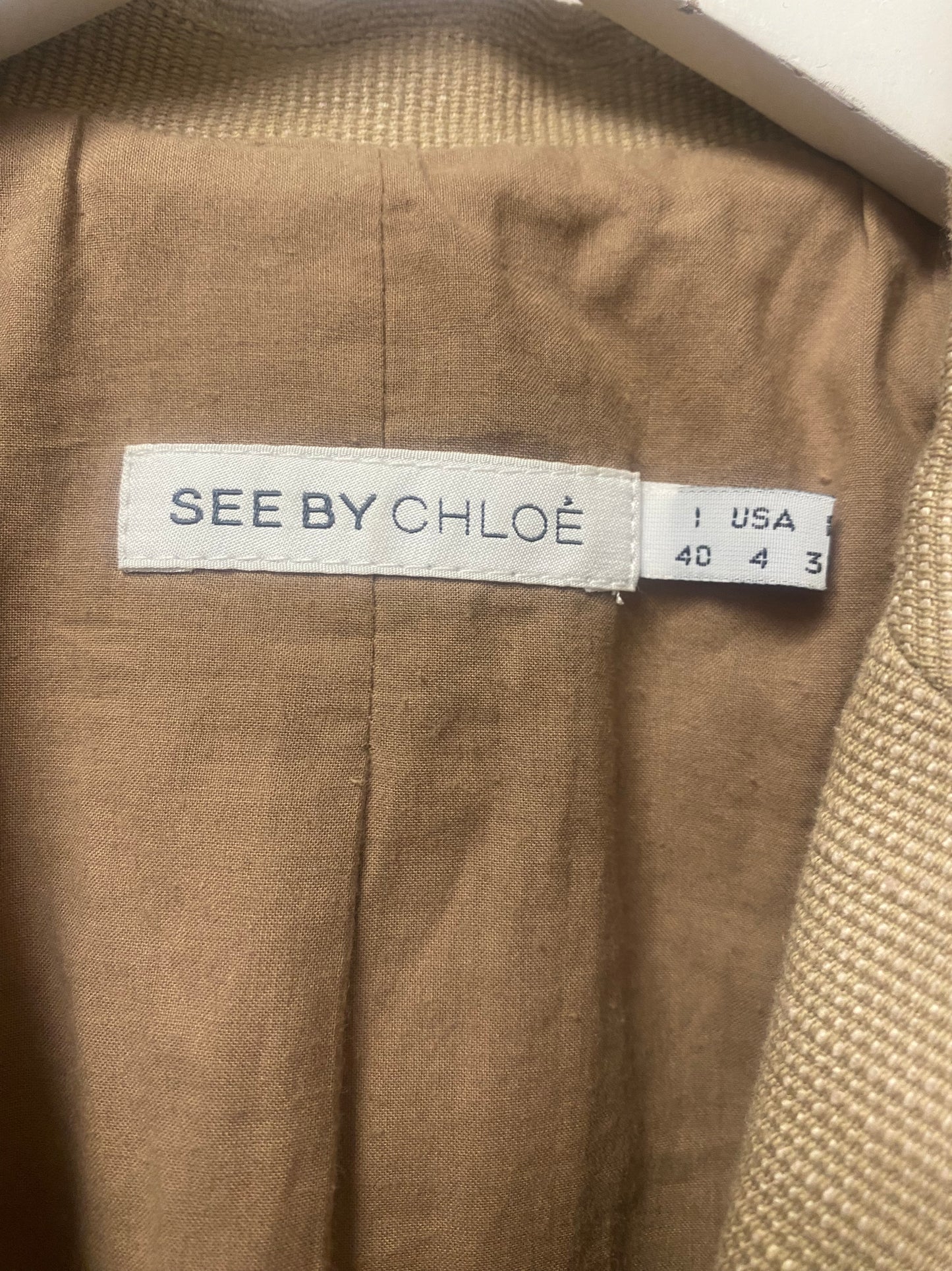 See By Chloe Beige Double Breasted Cotton and Jute Jacket 8