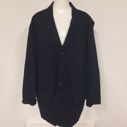 Orvis Dark Blue Cotton Coat w/Elbow Patches Size XL