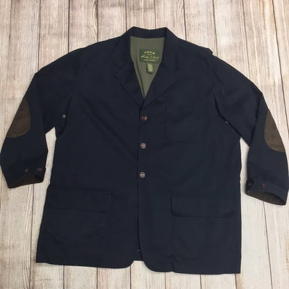 Orvis Dark Blue Cotton Coat w/Elbow Patches Size XL