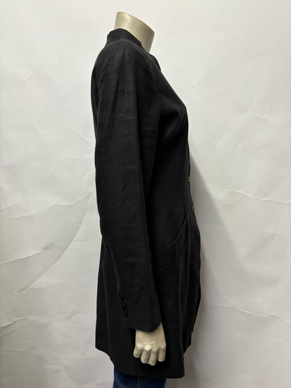 Kenzo Black Linen Longline Blazer 38/10