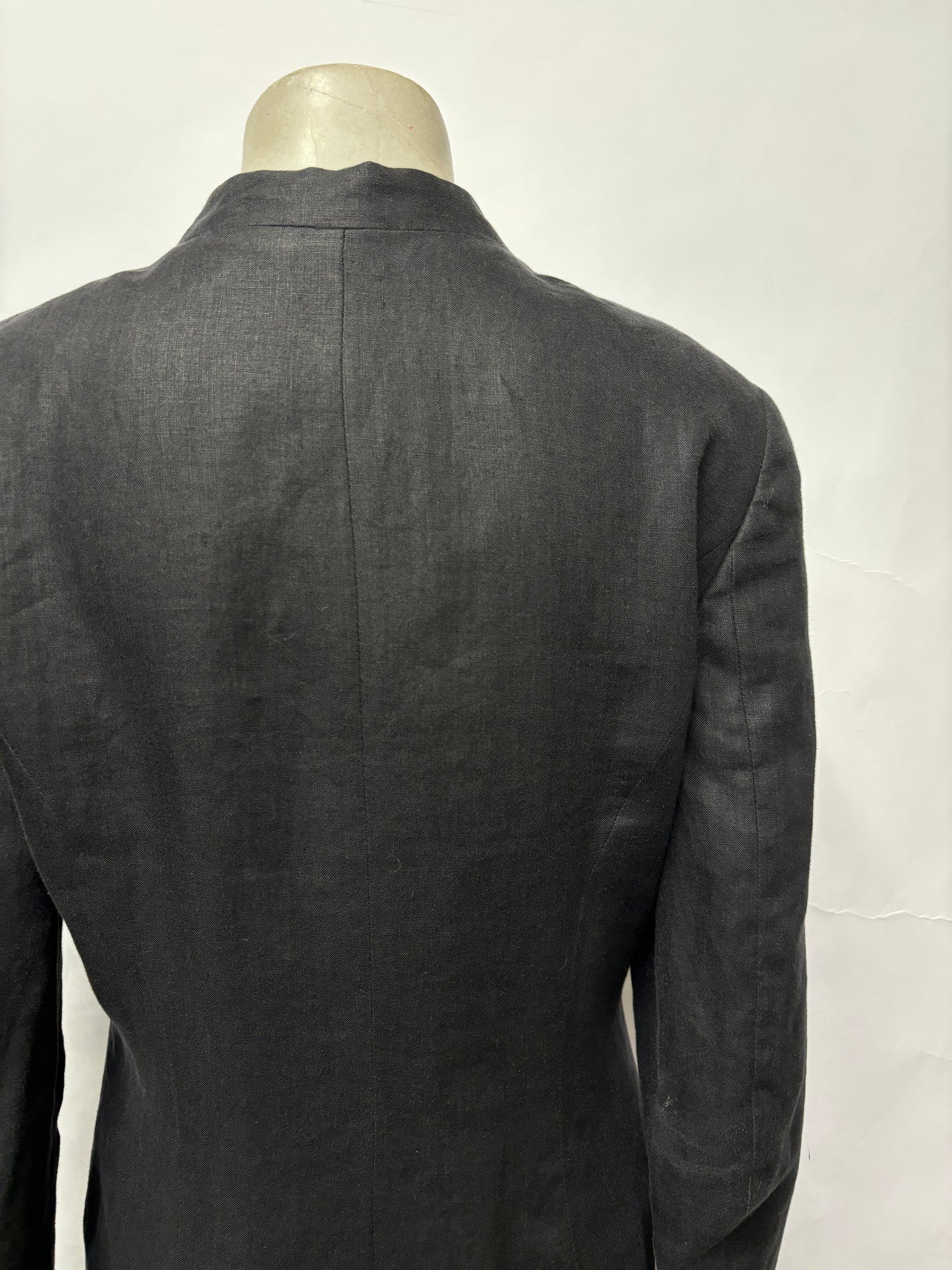 Kenzo Black Linen Longline Blazer 38/10