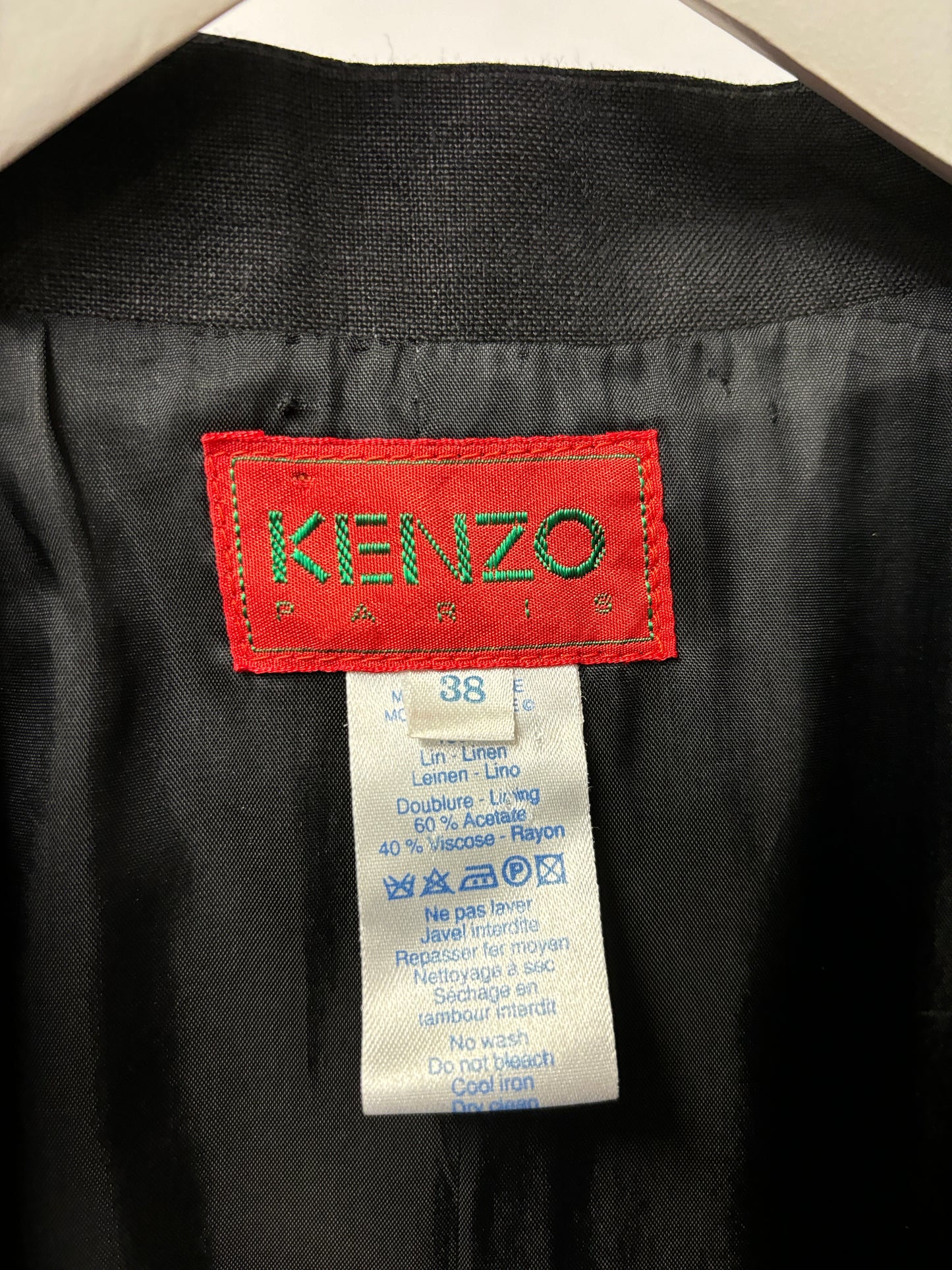 Kenzo Black Linen Longline Blazer 38/10