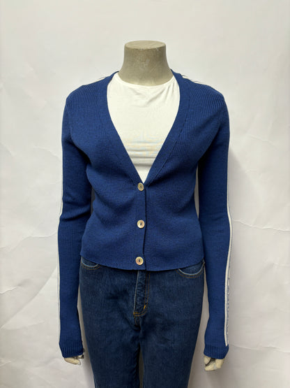 Fiorucci Blue Wool Cropped Cardigan Large