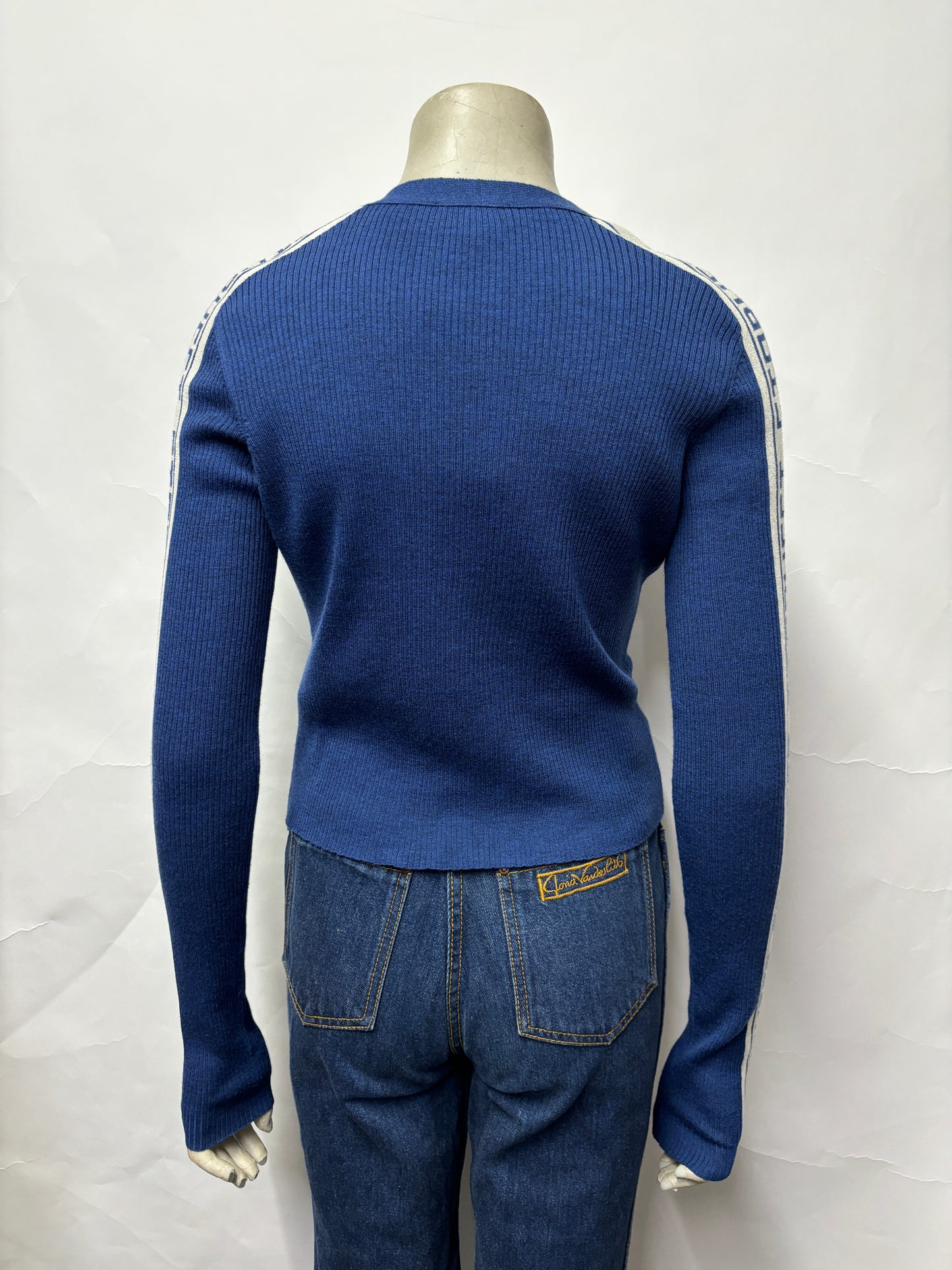 Fiorucci Blue Wool Cropped Cardigan Large