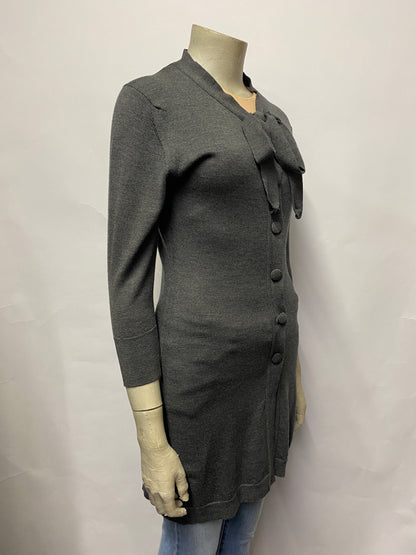 John Smedley Grey Wool Cardigan Knit Dress Small