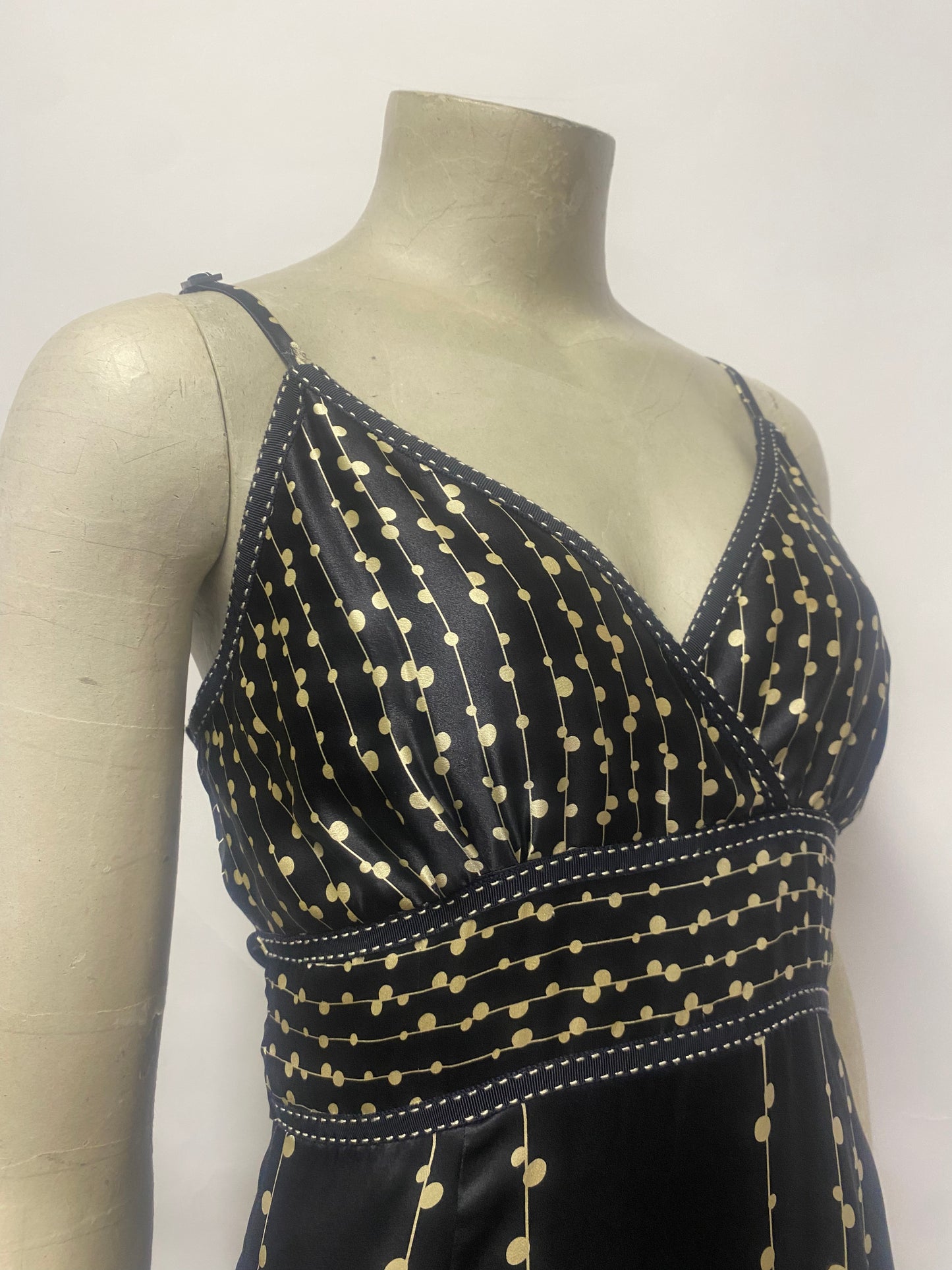 Ted Baker Black Floral and Polka Spaghetti Strap Dress 10