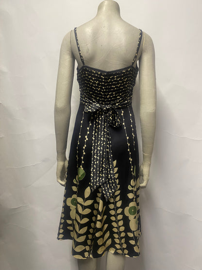 Ted Baker Black Floral and Polka Spaghetti Strap Dress 10