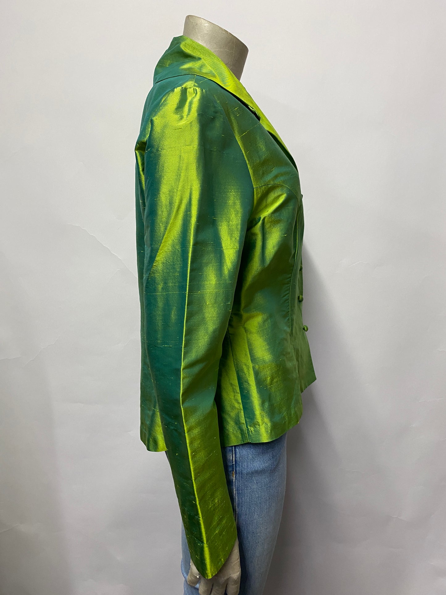 Margareta Green Shiny Metallic Silk Blazer 12