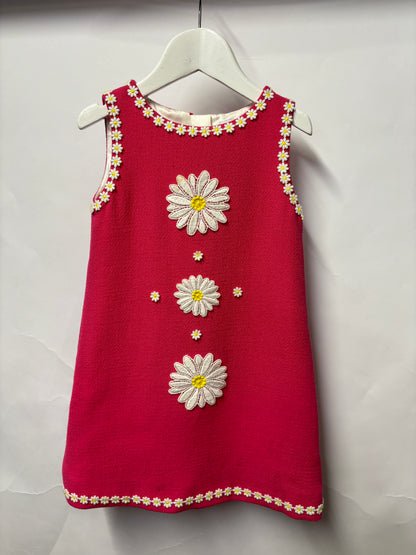 Dolce & Gabbana Kids Pink Wool Flower Dress 5 Years