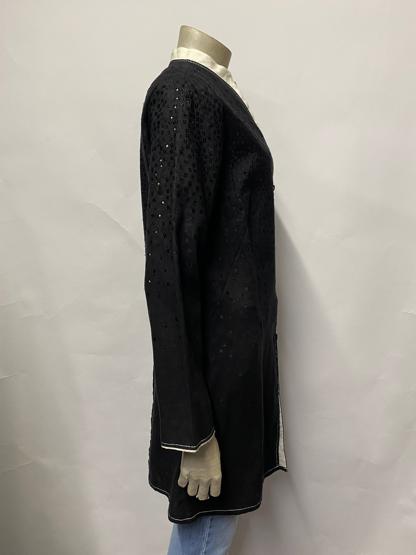 Nitya Black Linen Long Line Tunic Jacket 10