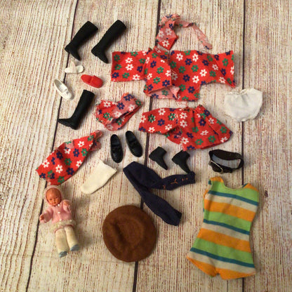 Vintage Caco Doll (maybe) & Miscellaneous Clothes job lot