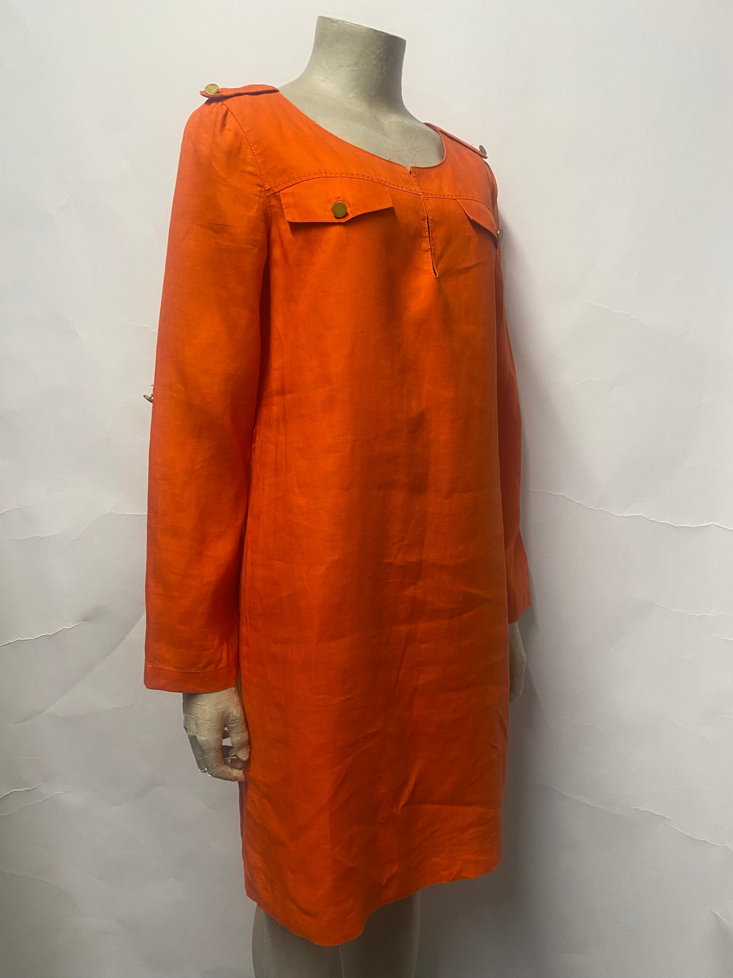 Tory Burch Orange Linen and Cotton Tunic Dress 8