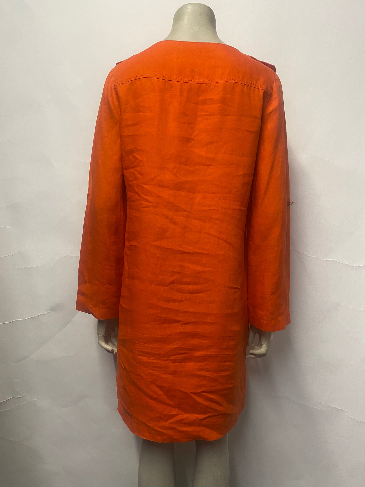 Tory Burch Orange Linen and Cotton Tunic Dress 8