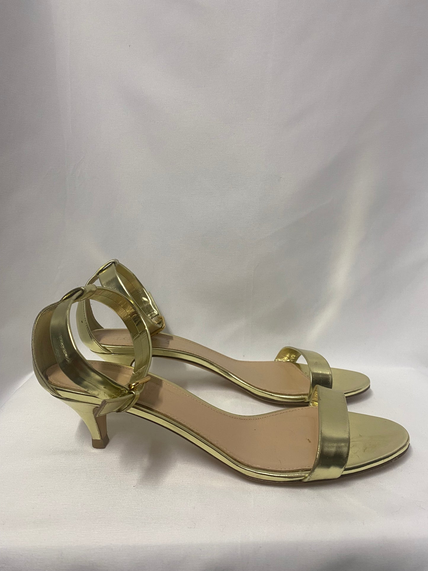 J Crew Gold Low Kitten Sling Back Heel 8