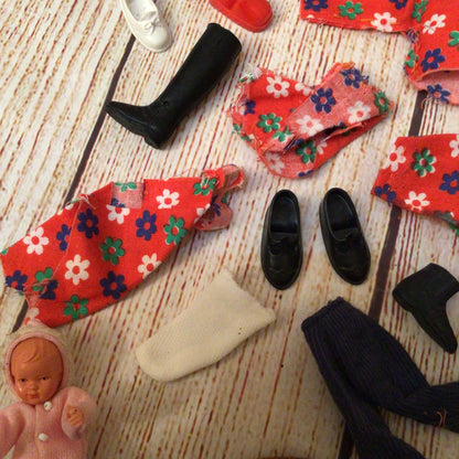 Vintage Caco Doll (maybe) & Miscellaneous Clothes job lot