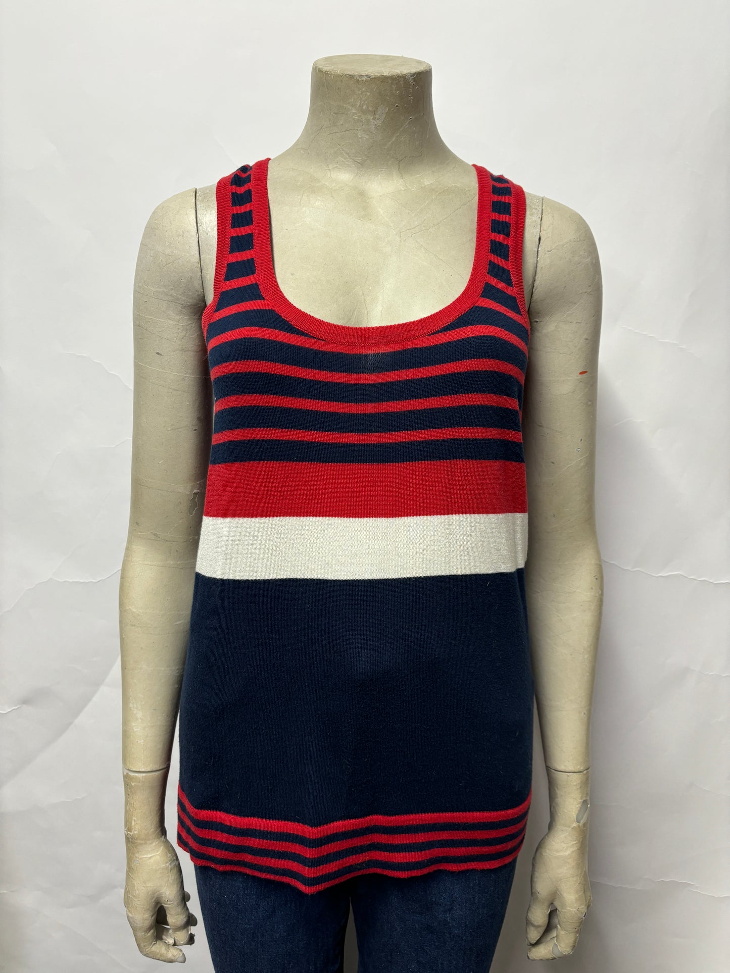 Dolce and Gabbana Blue and Red Stripe Knit Vest Top Medium