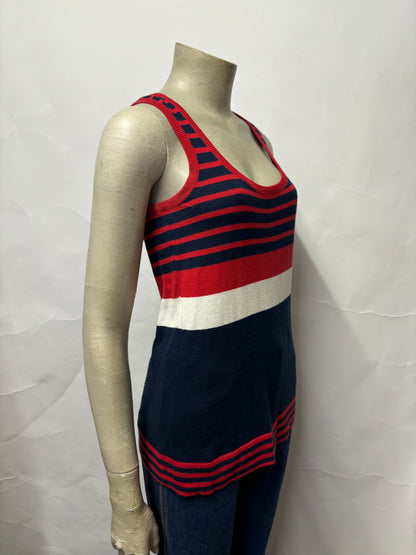 Dolce and Gabbana Blue and Red Stripe Knit Vest Top Medium