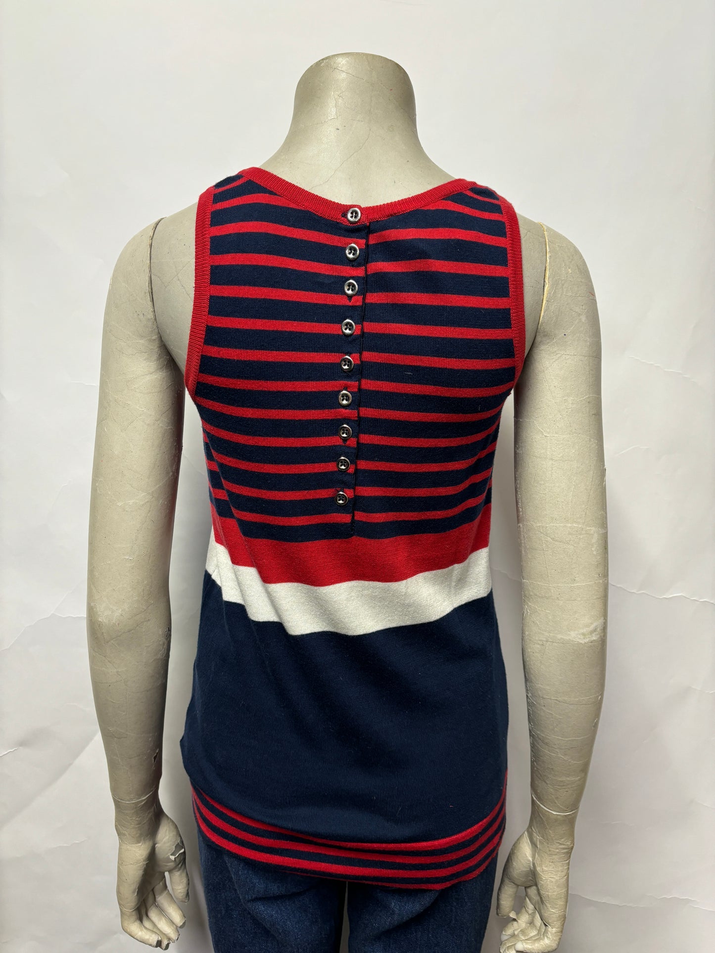 Dolce and Gabbana Blue and Red Stripe Knit Vest Top Medium