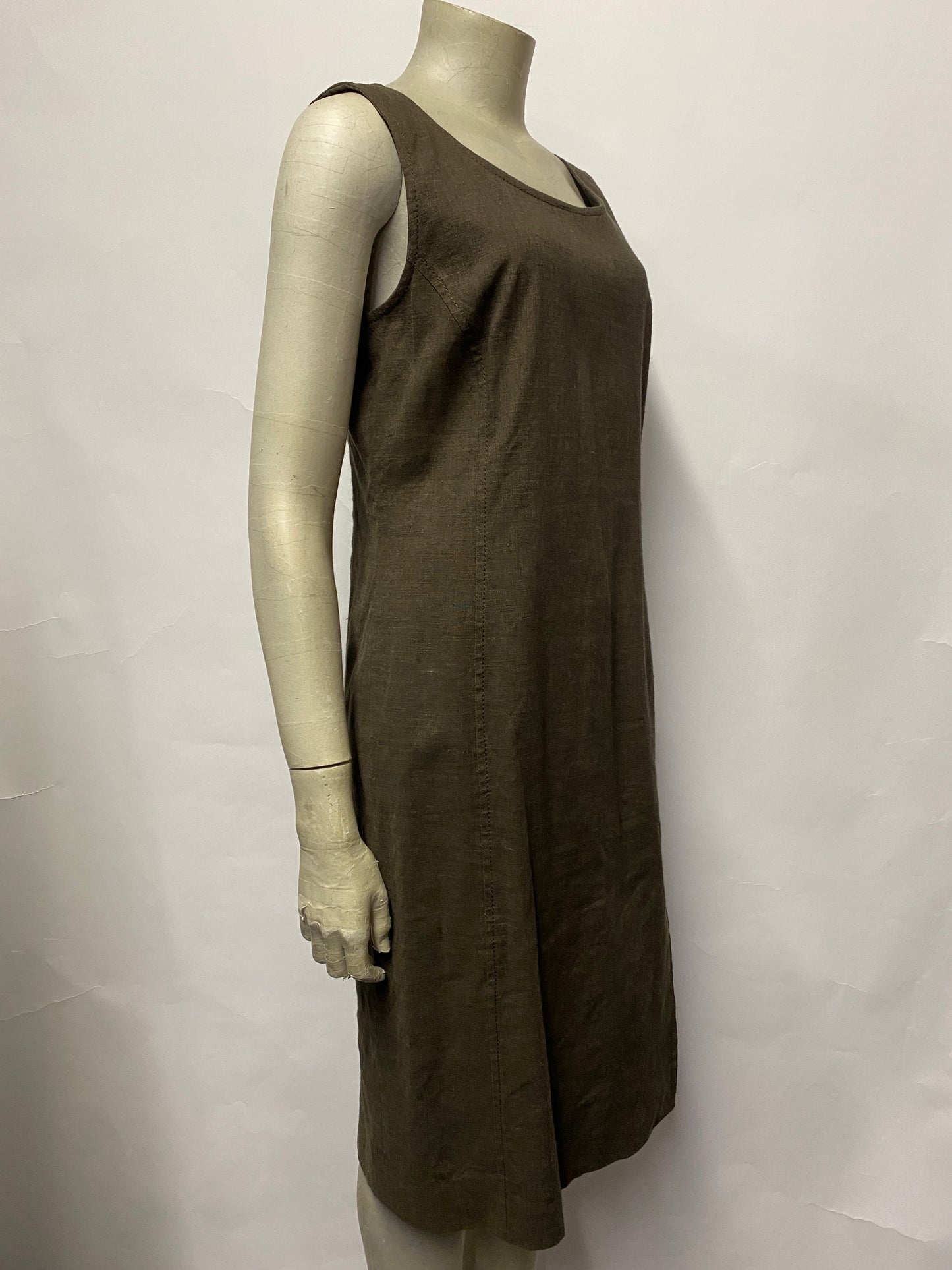 Isaia Napoli Brown Linen Blend Midi Dress 16