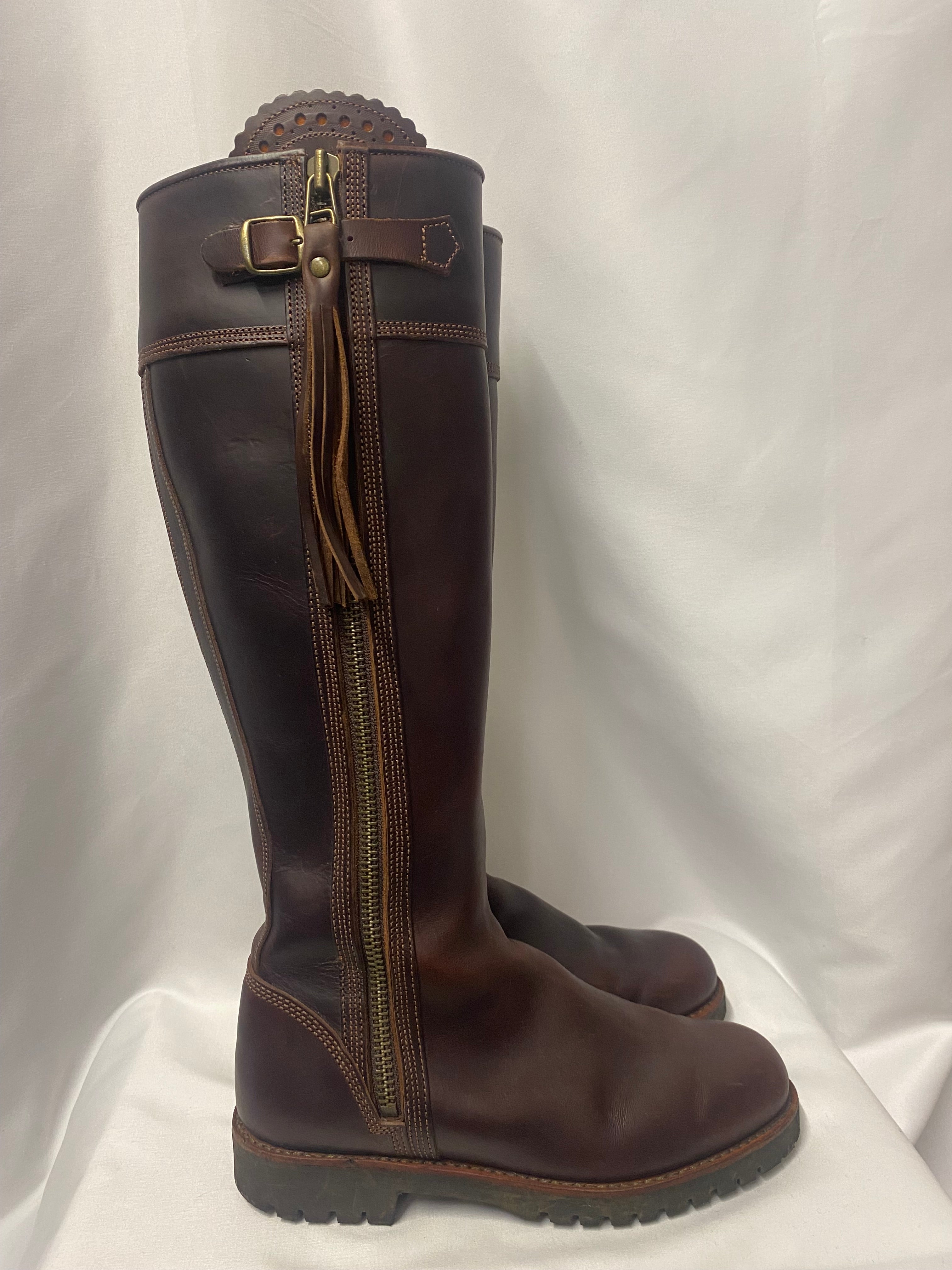 Penelope Chilvers Conker Brown Leather Tassel Calve Length Boots 6 ...