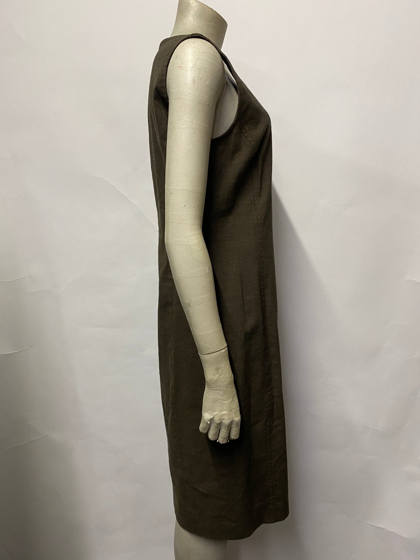 Isaia Napoli Brown Linen Blend Midi Dress 16