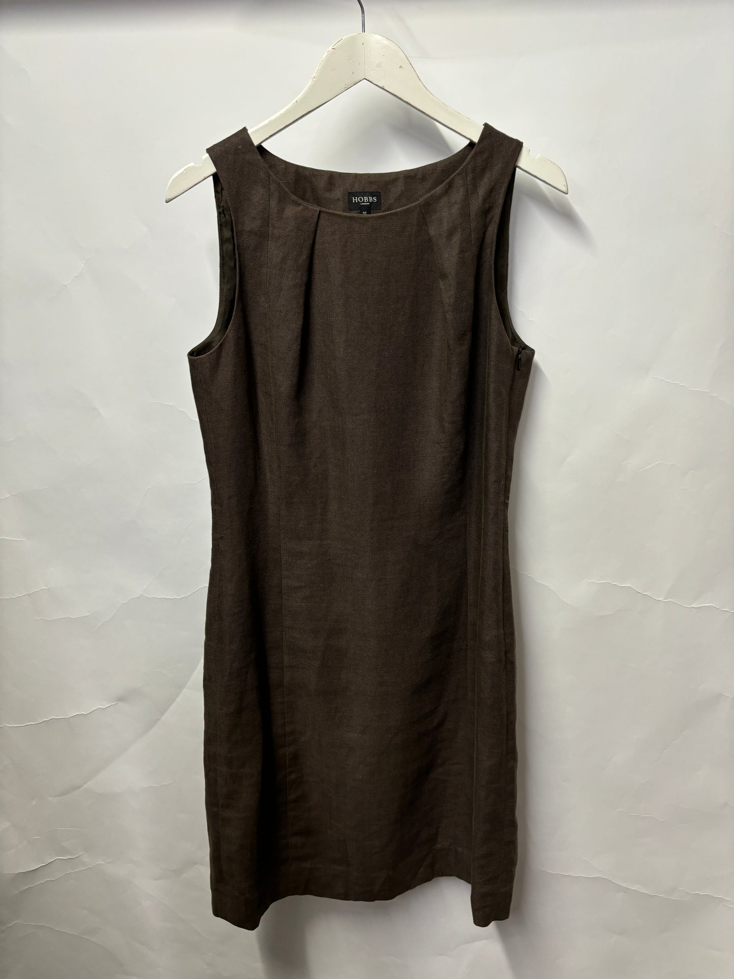Hobbs Brown Linen Sleeveless Dress 12