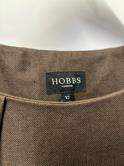 Hobbs Brown Linen Sleeveless Dress 12