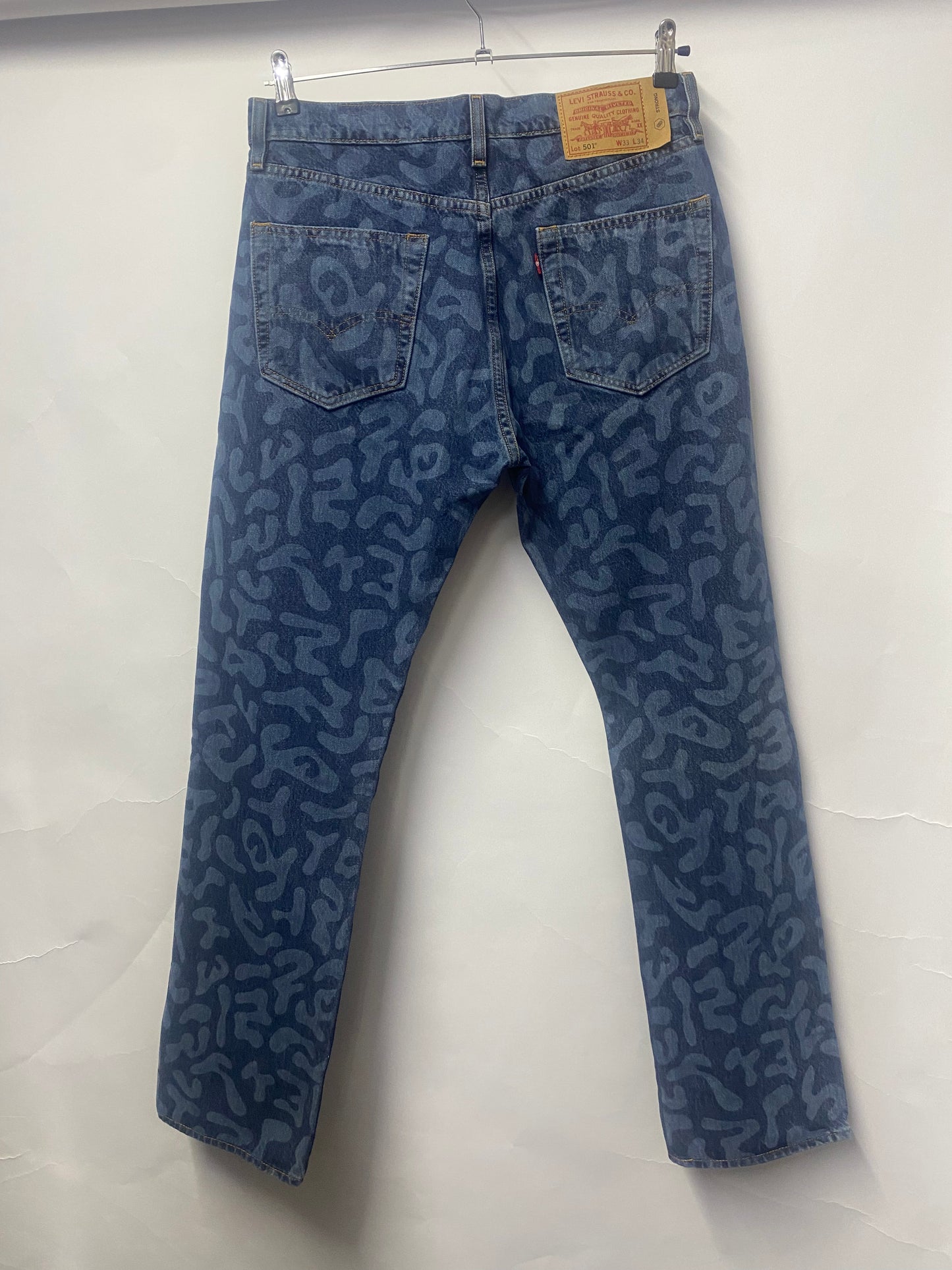 Levi's Blue and Patterned 501 Skate Strong Jeans 33x34