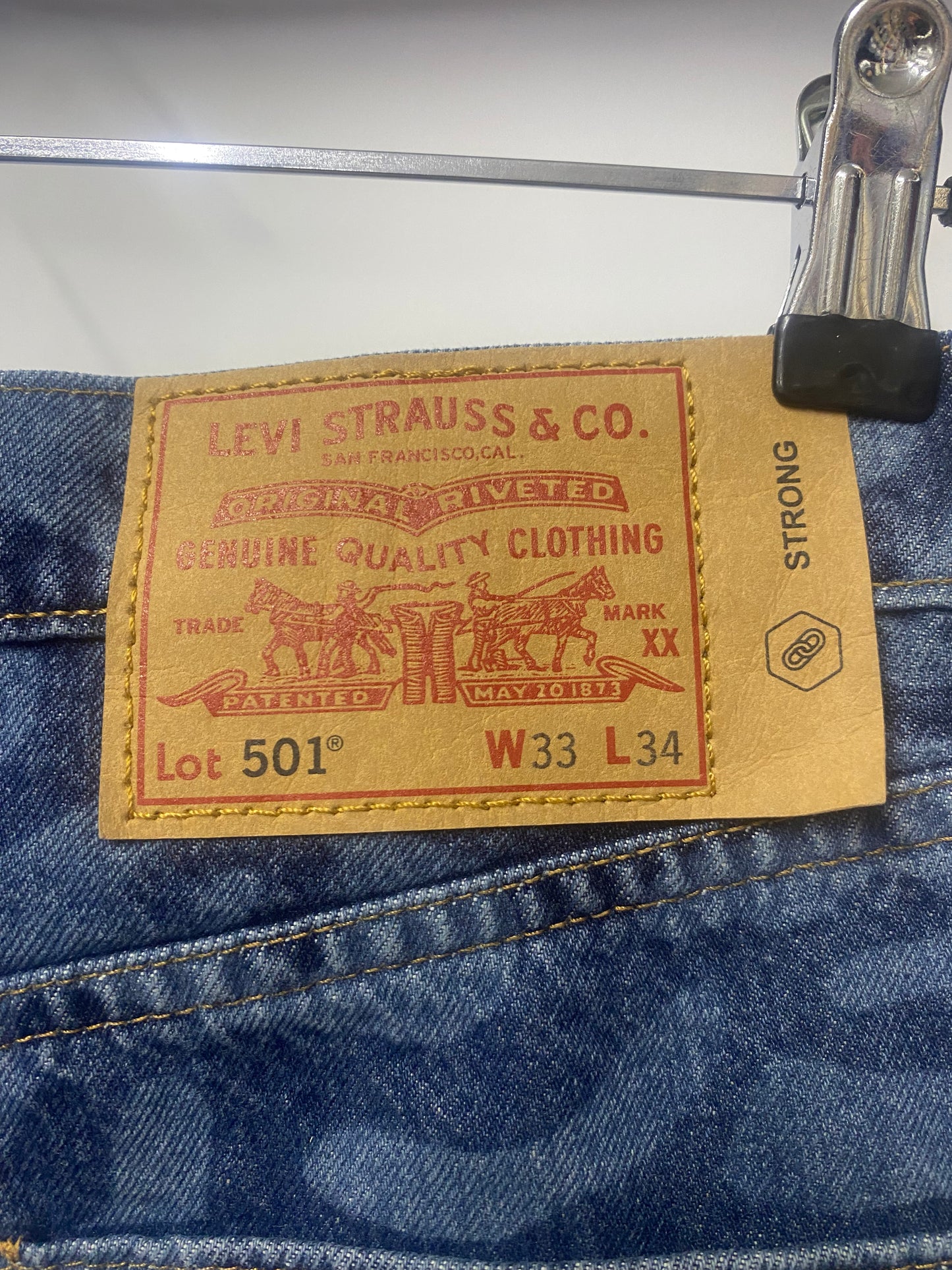 Levi's Blue and Patterned 501 Skate Strong Jeans 33x34