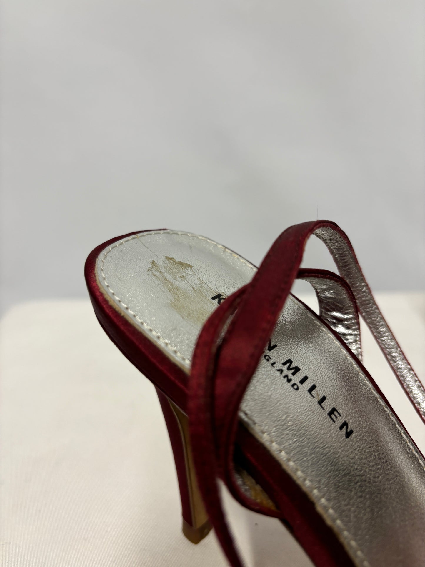 Karen Millen Red Satin and Feather Strappy Heels 4/37