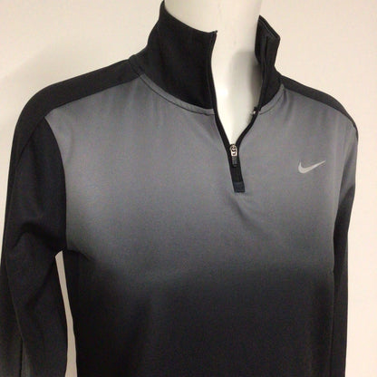 Nike Dri-Fit Black & Grey 1/4 Zip Sports Top w/Thumb Holes Size S