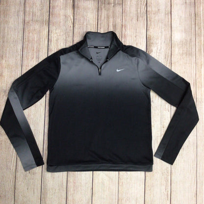 Nike Dri-Fit Black & Grey 1/4 Zip Sports Top w/Thumb Holes Size S