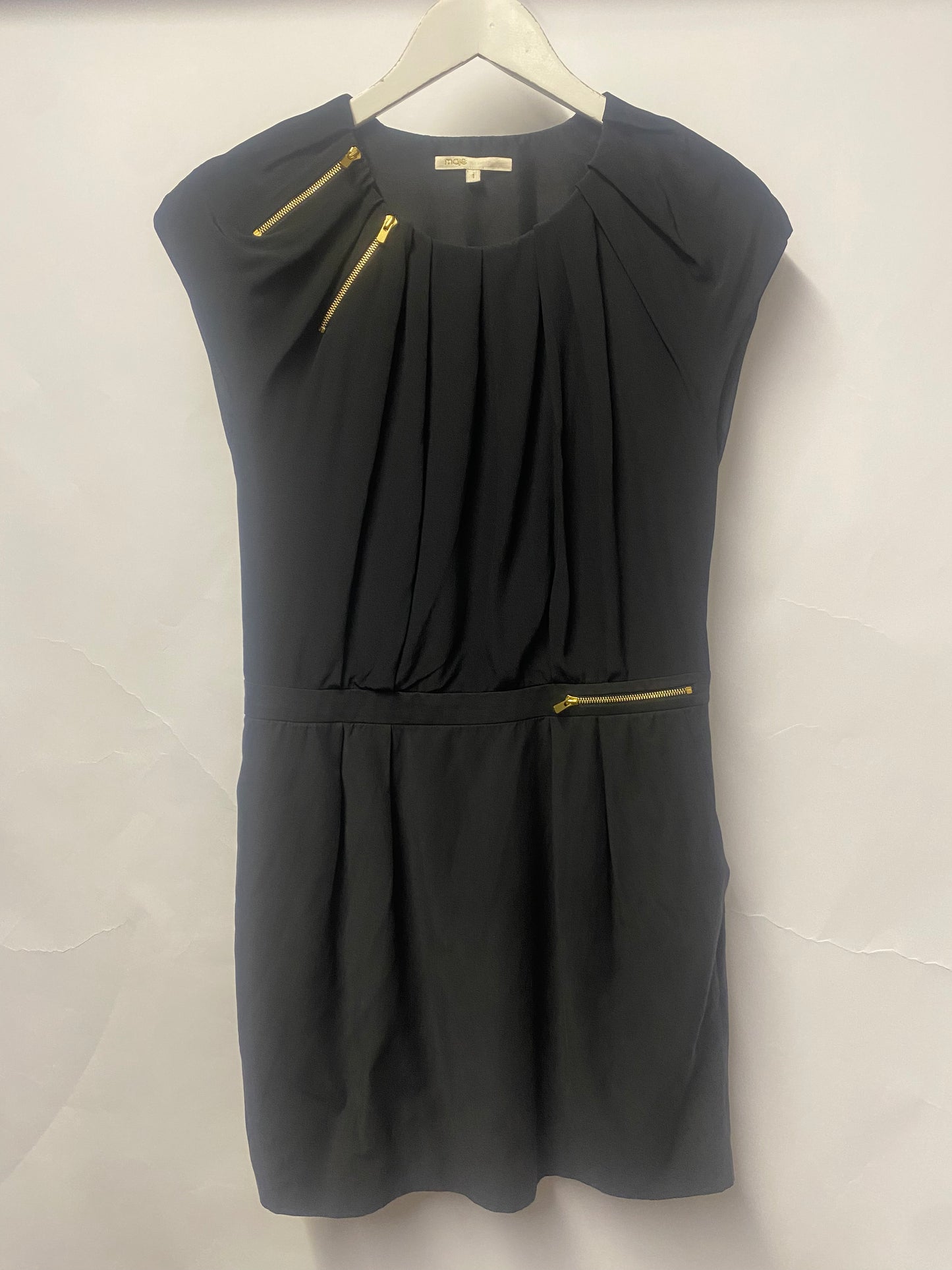 Maje Black Pleated Work Dress XS