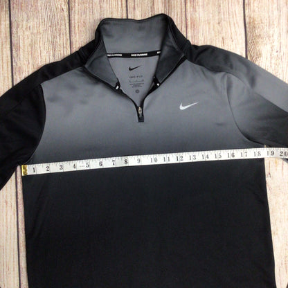 Nike Dri-Fit Black & Grey 1/4 Zip Sports Top w/Thumb Holes Size S