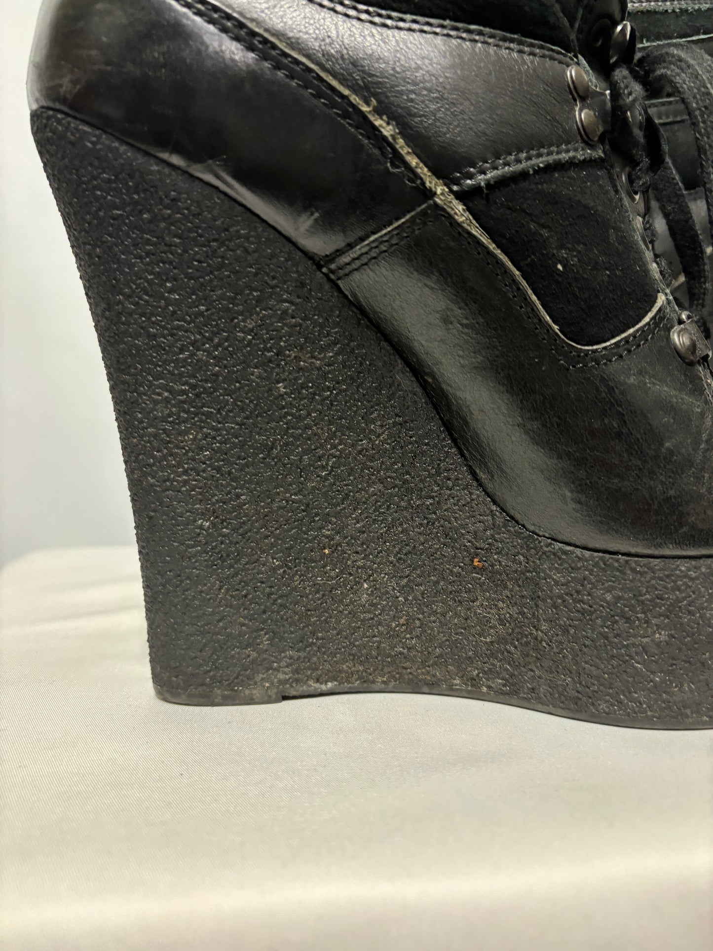 Burberry Black Wedge Heeled Suede and Shearling Boots 7/40