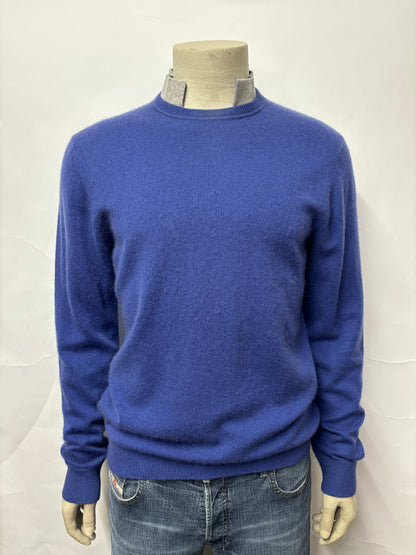 Shanghai Tang Blue Cashmere Blend Shirt Collar Jumper Medium