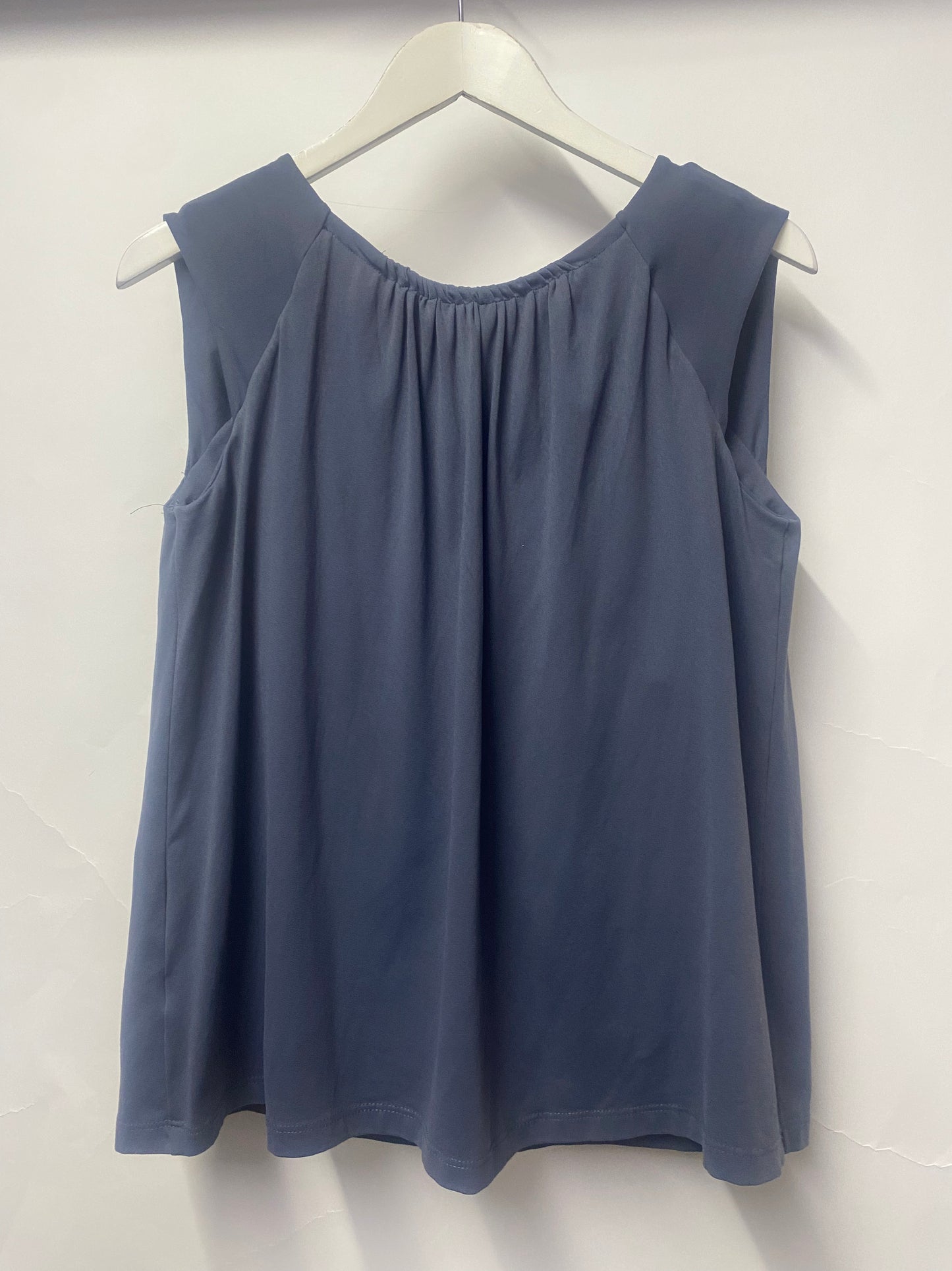 Susana Monaco Blue Draped Ruched Sleeveless Top Medium