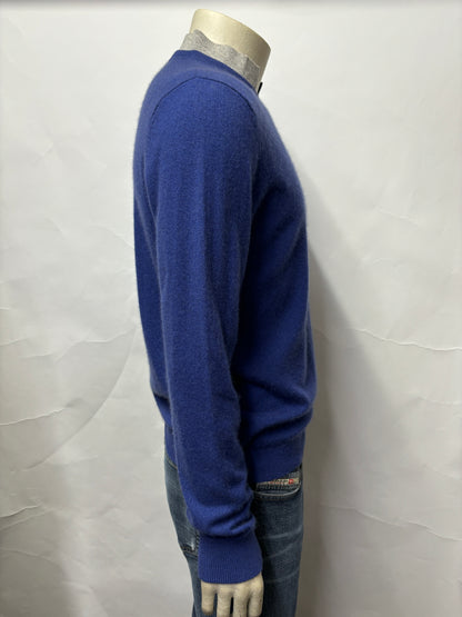 Shanghai Tang Blue Cashmere Blend Shirt Collar Jumper Medium