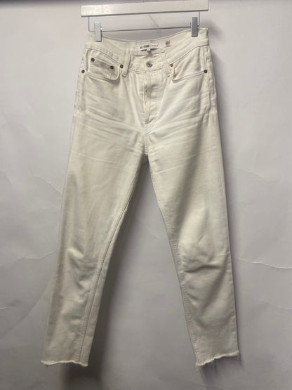 Re/Done Jeans White Raw Hem Slim Fit Jeans 26